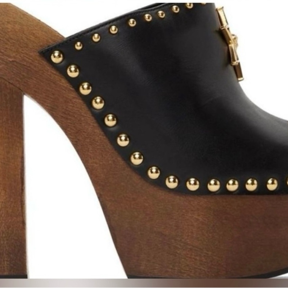 Versace Black and Gold Studded Mules